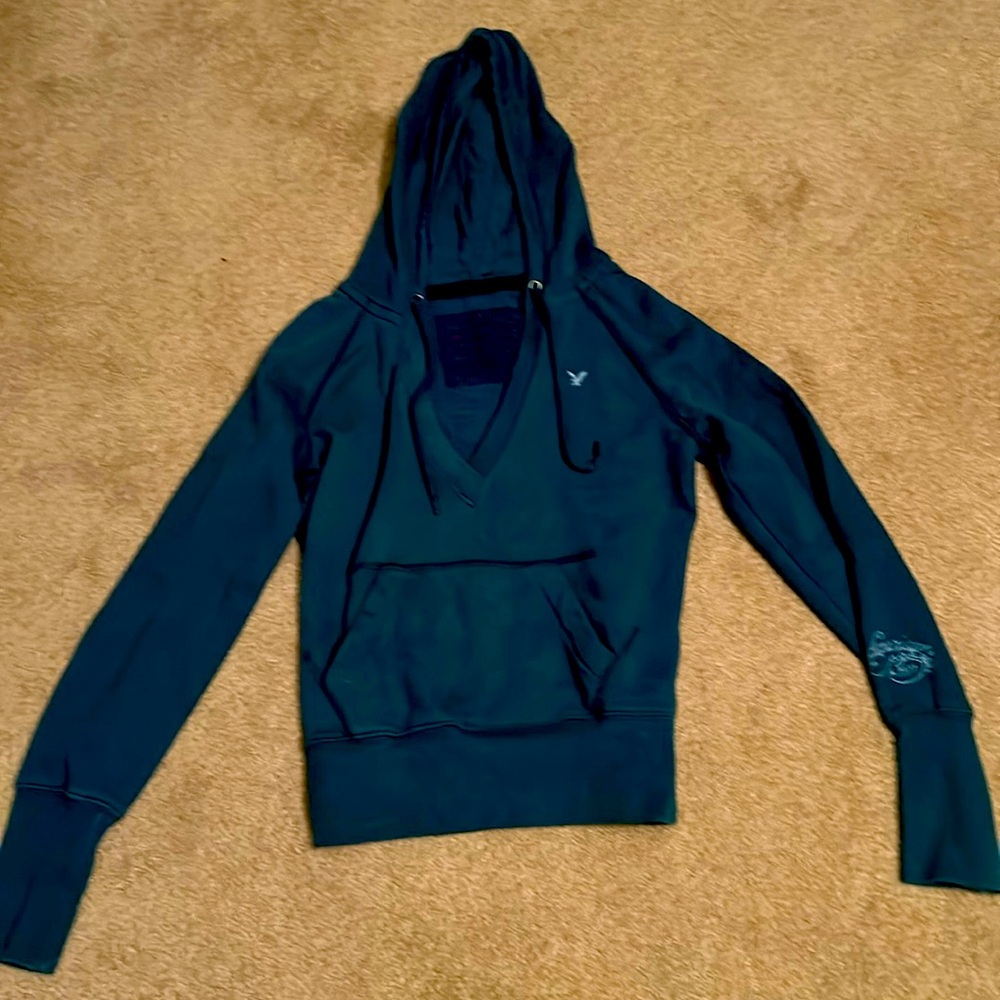 Vintage American Eagle Outfitters Hoodie Sweatshirt Women’s S/P Green Eagle Logo